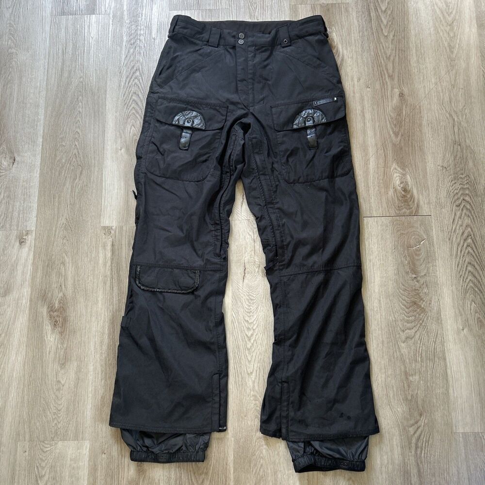 Burton Ronin Dryride Mens Large Snow Ski Pants Baggy Black Adjustable Y2K READ